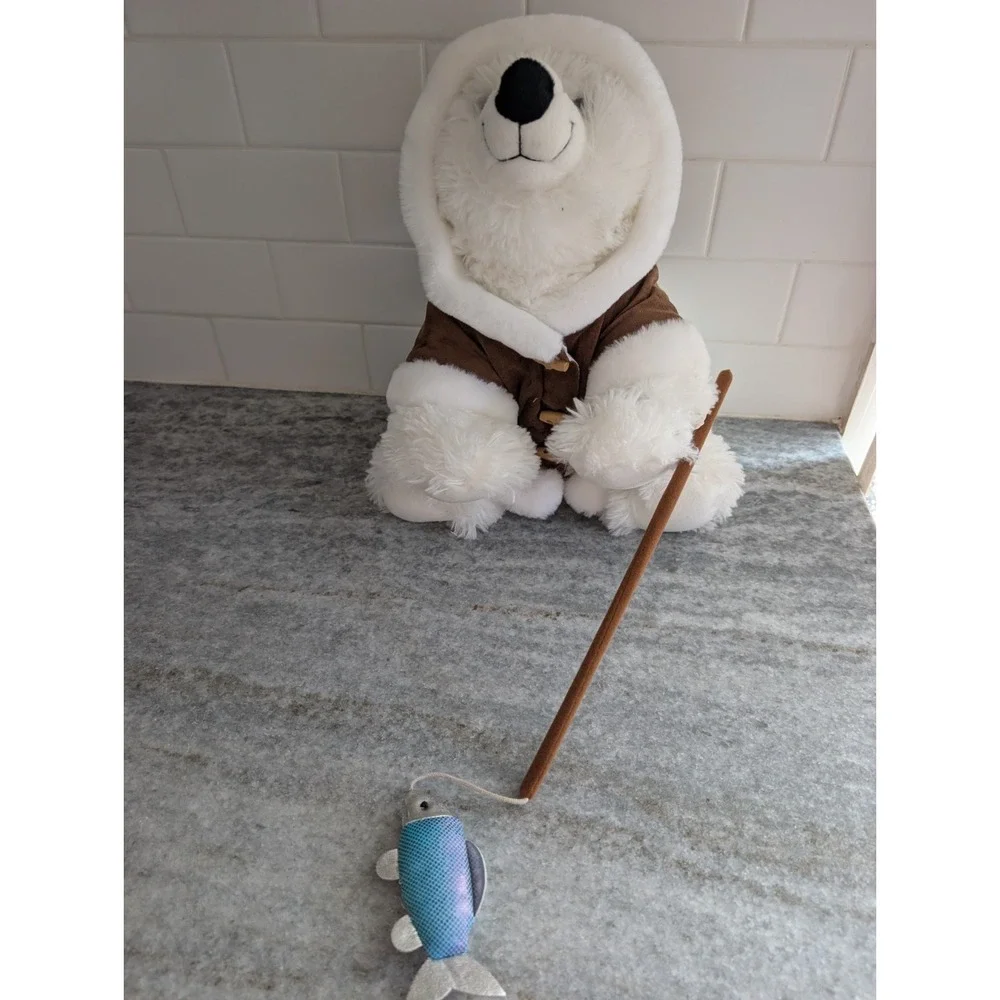 Build a Bear Mama Eskimo Polar Bear w/Ice Fishing Pole